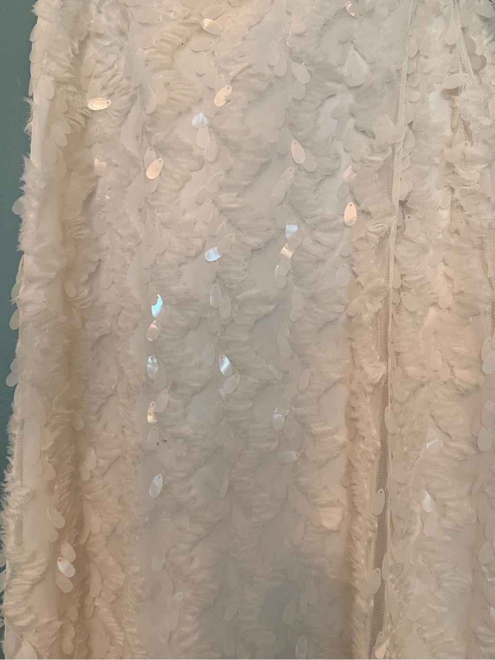 Ivory Iridescent Sequin maxi skirt - cool take on the satin skirt - Picture 3 of 8